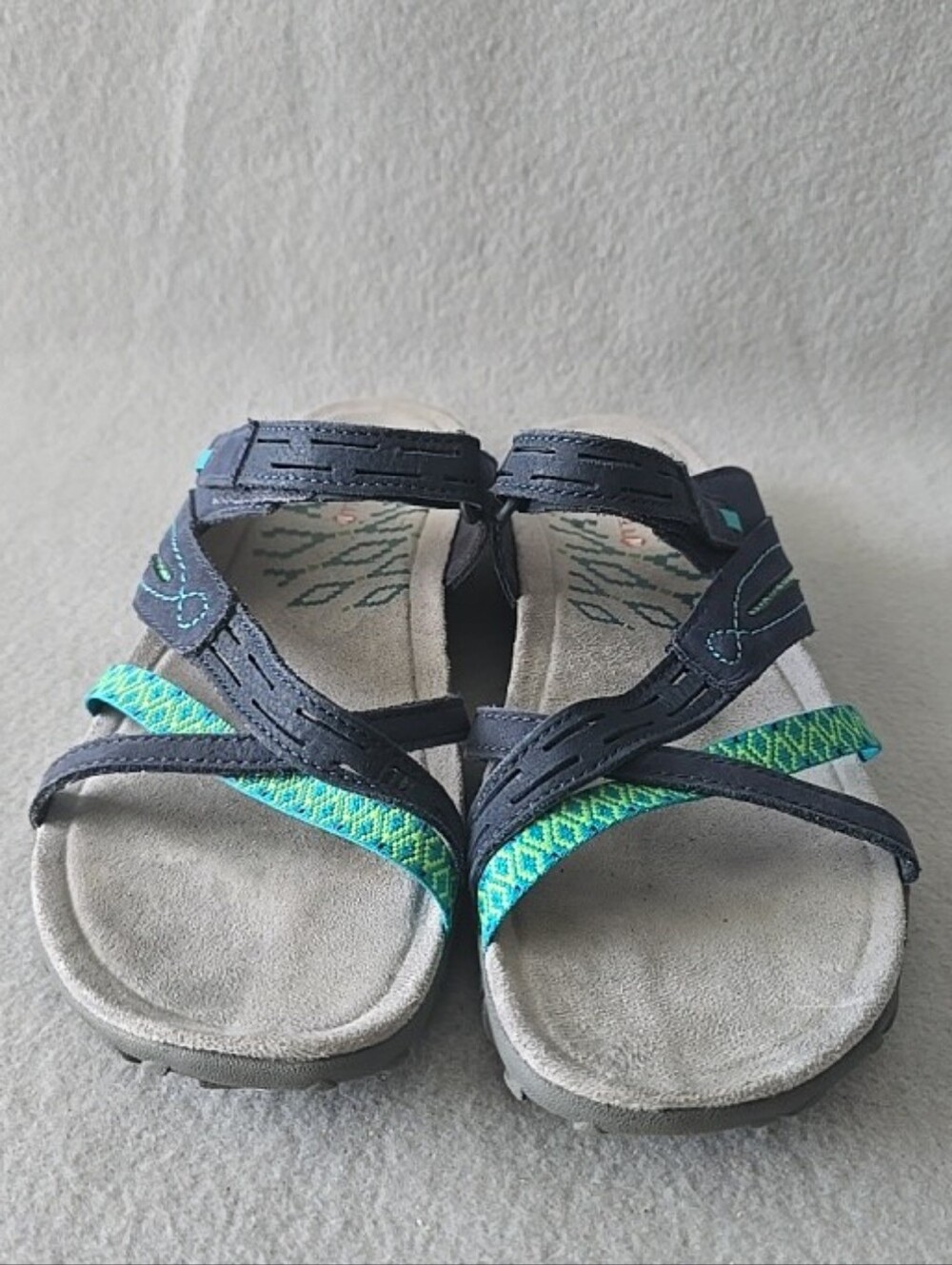 Merrell Womens Strappy Sandals in Teal and Navy Sz 9 Walking Causal Comfort